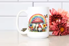 Colorful Gnome House with Rainbow and Flowers | Clipart Product Image 2