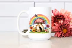 Colorful Cat House with Rainbow and Flowers | Clipart Product Image 2