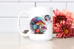 Colorful Astral Mushroom Watercolor Clipart Product Image 2