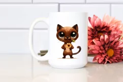 Brown Cat Caricature Watercolor Clipart Product Image 2