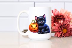 Cute Black Cat with Pumpkins | Sublimation | Clipart Product Image 2