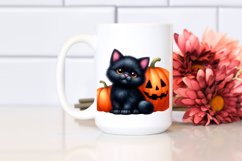 Cute Black Cat with Pumpkins | Sublimation | Clipart Product Image 2