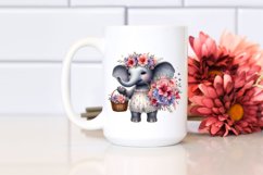 Boho Baby Elephant Basket Azalea | Sublimation | Clipart Product Image 2