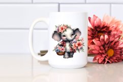 Boho Baby Elephant Basket Azalea | Sublimation | Clipart Product Image 2
