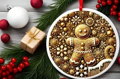 Round Christmas Ornament Sublimation|Clipart Product Image 1