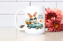 Easter Bunny Driving Flower, Clipart |T-shirt, Mug PNG Product Image 3