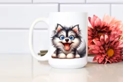 Crazy Siberian Husky Watercolor Clipart Product Image 2