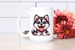 Cute Crazy Siberian Husky Sitting Watercolor Clipart Product Image 2