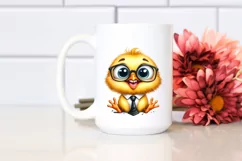 Watercolor Chick Tie with Big Eyes | Caricature-Like Clipart Product Image 2
