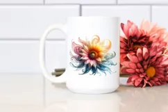 Abstract Vibrant Sunflower, White Background PNG Product Image 2