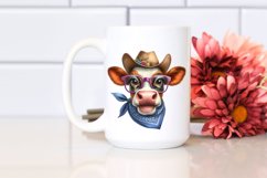 Cow Watercolor Cow with Bandana and Fancy es | Sublimation Product Image 2