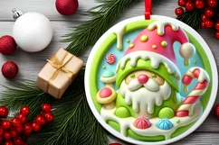 Round Christmas Ornament Sublimation|Clipart Product Image 1