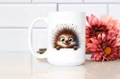 Funny Porcupine Peeking Over White Paper Product Image 2