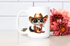Expressive Watercolor Cat with Sun Hat | Caricature-Like Product Image 2