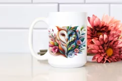 Vibrant Owl with Flowers and Splashes PNG Product Image 2