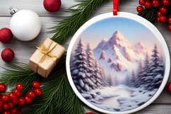 Winter Scene Round Ornament Sublimation PNG Product Image 2