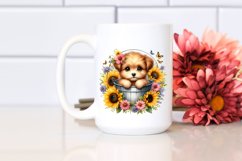 Cute Baby Dog with Sunflower PNG Product Image 2