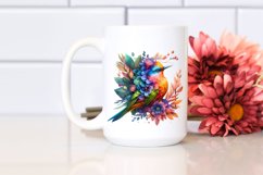 Vibrant Watercolor Bird with Flowers PNG Product Image 2
