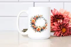 Orange Roses Colorful Wreath | Sublimation | Clipart Product Image 2