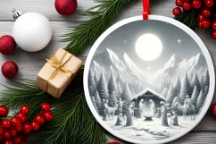 Round Christmas Ornament Sublimation|Clipart Product Image 2