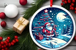 Round Christmas Ornament Sublimation|Clipart Product Image 2
