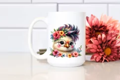 cute Baby Macaw with Floral Wreath PNG Product Image 2