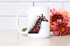 Vibrant Watercolor Giraffe with Flowers PNG Product Image 2