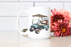 Vintage Golf Cart with Huge Flowers, PNG Product Image 2