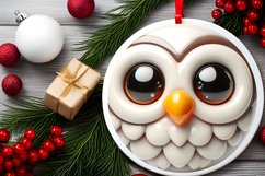 Shiny Christmas Face Round Owl Product Image 2