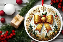 Round Christmas Ornament Sublimation|Clipart Product Image 1