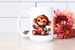 Colorful Plush Monkey Watercolor Sticker Product Image 2