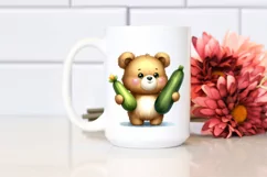 Funny Cute Baby Bear Holding Zucchini | Sublimation | PNG Product Image 2
