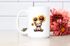 Whimsical Funny Baby Bear Sitting in Front of Sunflower | Product Image 2
