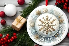Round Christmas Ornament Sublimation|Clipart Product Image 2