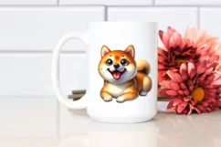 Crazy Looking Shiba Inu Watercolor Clipart Product Image 2