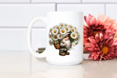 Detailed Gnome Daisy Bouquet Digital Painting Clipart Product Image 2