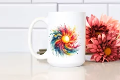 Colorful Vibrant Sun Abstract Watercolor Clipart Product Image 2