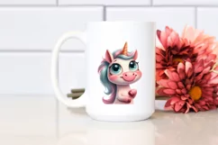 Simple Funny Expressive Unicorn, PNG Product Image 2