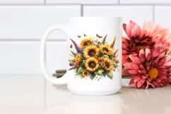 Vibrant Sunflower Watercolor Clipart Product Image 2