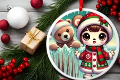 Round Christmas Ornament Sublimation|Clipart Product Image 1