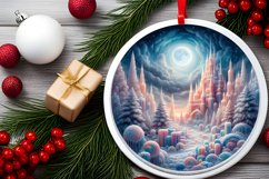 Winter Scene Round Ornament Sublimation PNG Product Image 2