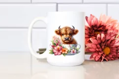Baby Highland Cow Floral Frame Sticker Product Image 2