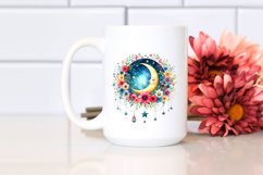 Whimsical Moon Flowers Stars Clipart Product Image 2