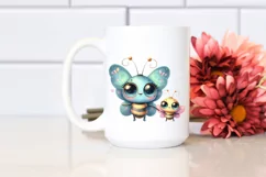 Baby Butterfly Big Eyes Watercolor Clipart Product Image 2