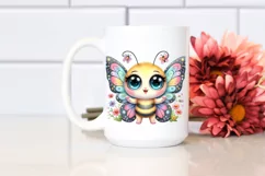 Baby Butterfly Big Eyes Watercolor Clipart Product Image 2