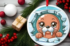 Round Christmas Ornament Sublimation|Clipart Product Image 2