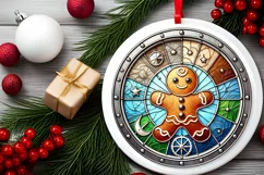 Round Christmas Ornament Sublimation|Clipart Product Image 1