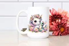 Pastel Baby Unicorn with Snapdragon | Sublimation | Clipart Product Image 2