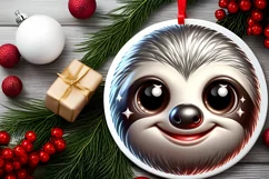 Charming Sloth Christmas Ornament Sublimation PNG Product Image 2