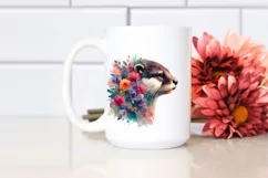 Artistic Otter with Flowers | Vibrant Clipart Product Image 2
